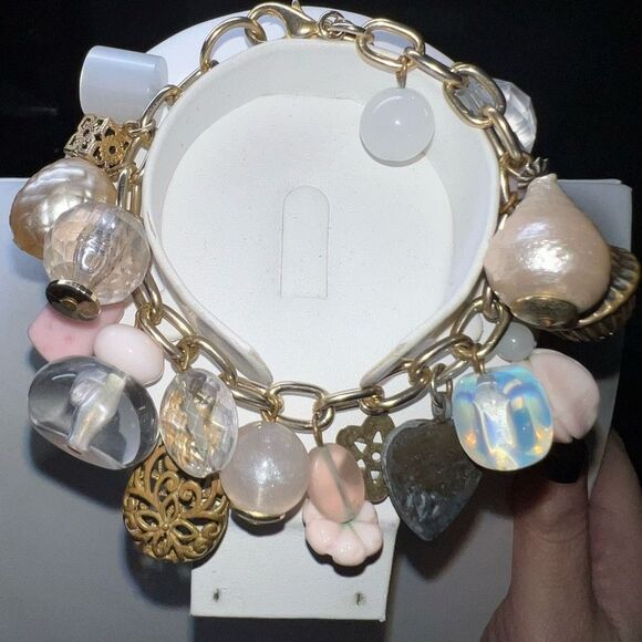Lenora Dame Jewelry - Lenora Dame Vintage Pink And Filigree Bauble Charm Bracelet (discontinued )
